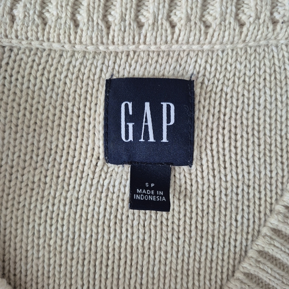 GAP Women's Neutral Preppy Cream Cable Knit Sweater Size Small - Picture 5 of 6